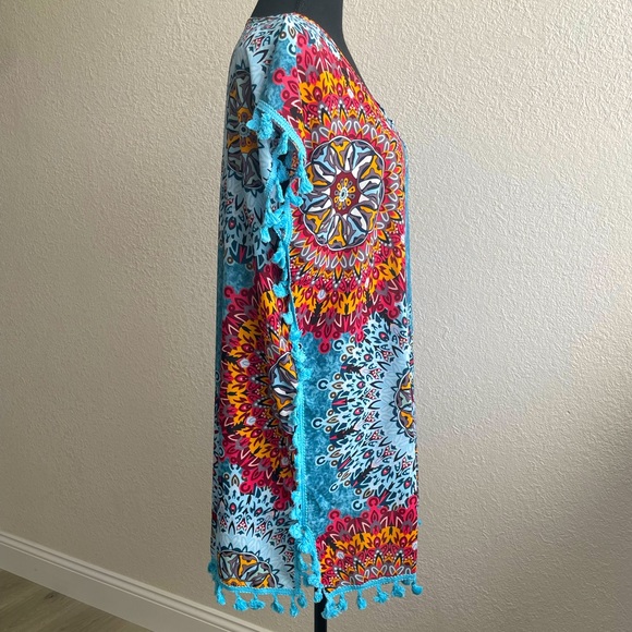 Blue Red Orange Cover Up Swim Beach Pool - Picture 2 of 7